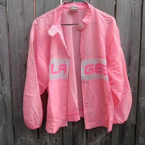 Vintage L.A. Gear Jacket Neon Pink Nylon Windbreaker Baggy Faded Made in U.S.A. - Picture 5 of 9